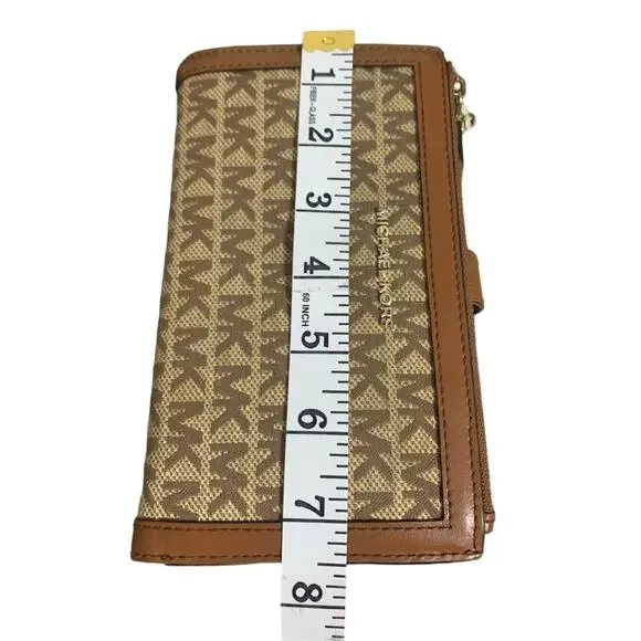 Michael Kors Brown Tan Signature Jet Set Wallet w/ Phone Holder - Picture 8 of 9